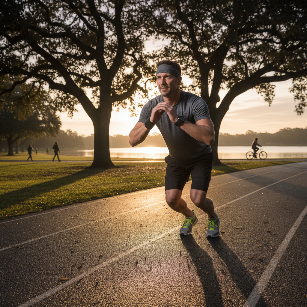 Pria dewasa berolahraga untuk kesehatan
